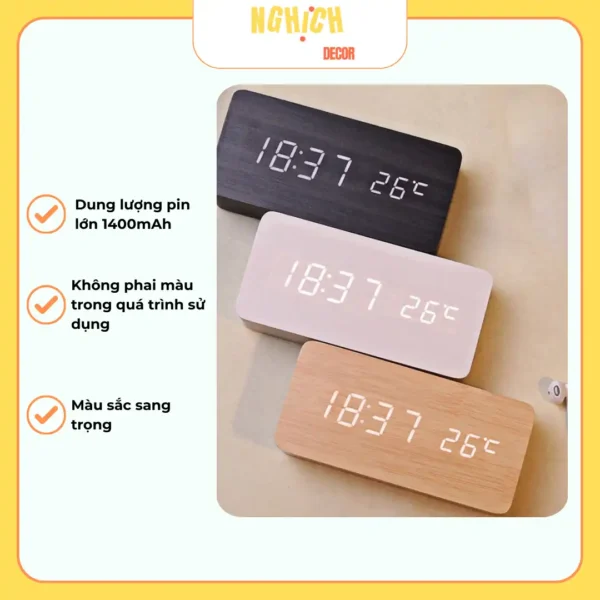 Đồ Hồ Điện Tử Báo Thức Để Bàn NGHỊCH DECOR Màn Hình LCD